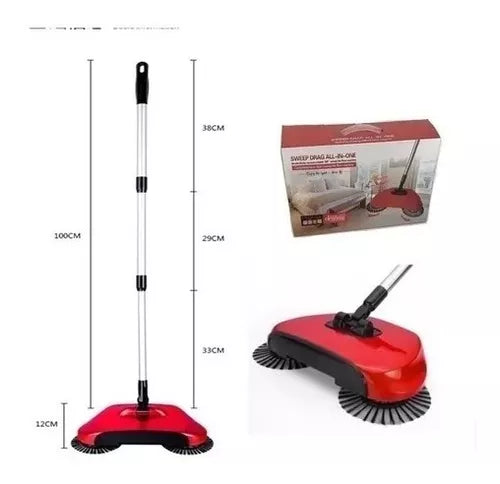 Escoba con Cepillos Giratorios 3 en 1