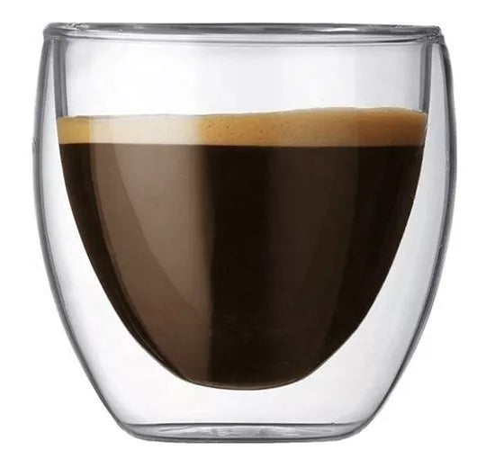 Juego de 6 Tazas Café Doble Vidrio 80ml