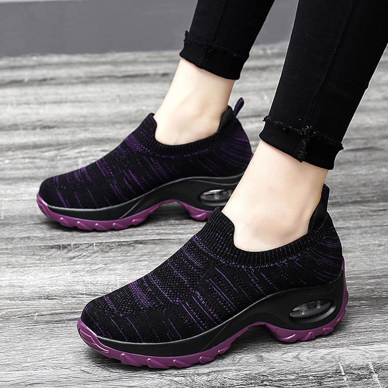 Zapatillas Ortopédicas Mujer Negro con Morado